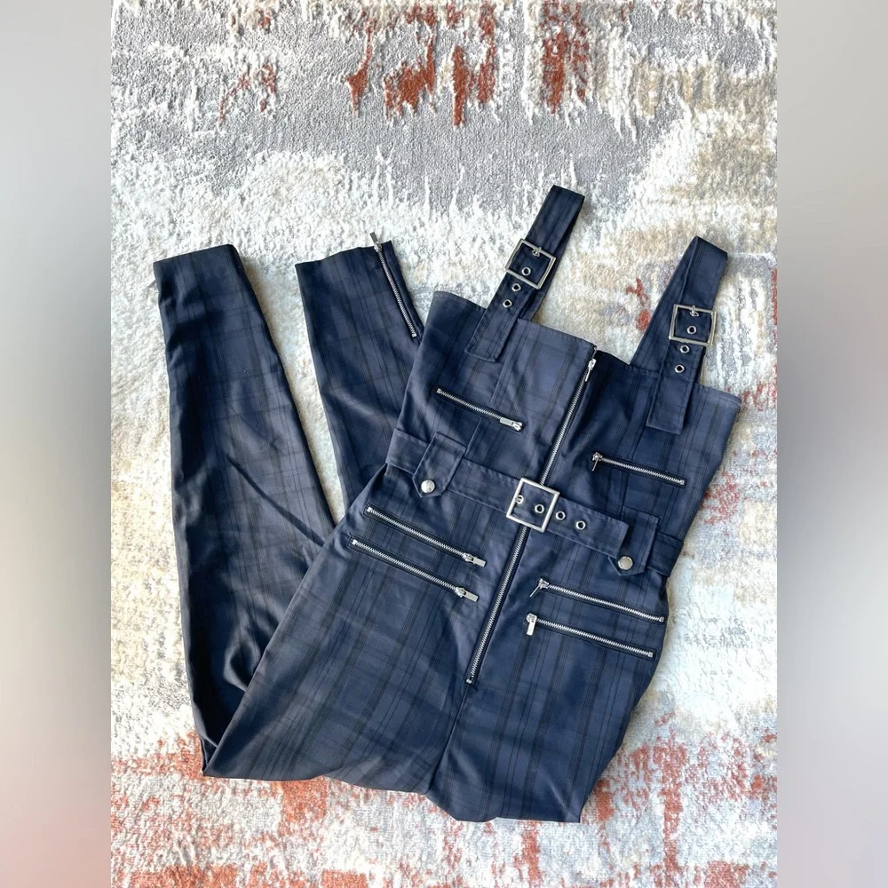 WeWoreWhat Moto Plaid Overall - Picture 5 of 5